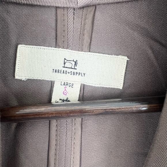 Thread & Supply Womens Wrap Jacket Cotton Brown Belted Waist Long Sleeve Size LG - Picture 5 of 11